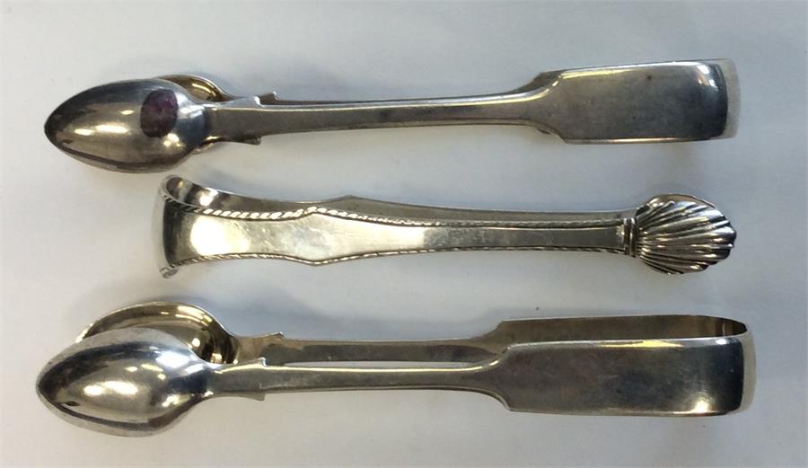 A heavy pair of Exeter fiddle pattern sugar tongs,