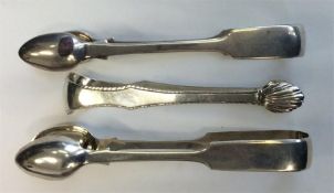 A heavy pair of Exeter fiddle pattern sugar tongs,
