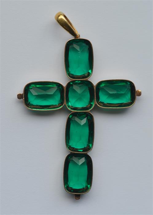 A good Antique green stone cross with loop top. Ap - Image 2 of 4