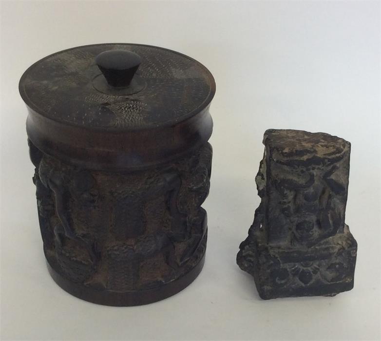 An unusual carved South African tobacco box decora