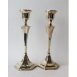 A pair of tall slim tapering candlesticks. Birming