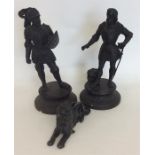 A pair of spelter figures of warriors together wit