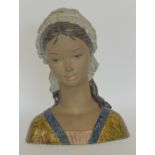 LLADRO: A large figure of a lady's head with wavy