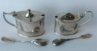Two large Adams' style mustard pots complete with
