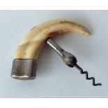 A corkscrew with silver mounts and steel screw. Es