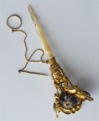 An early Victorian gilt posy holder, the MOP body