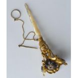 An early Victorian gilt posy holder, the MOP body