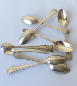 A set of six teaspoons and matching tongs. London.