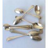 A set of six teaspoons and matching tongs. London.