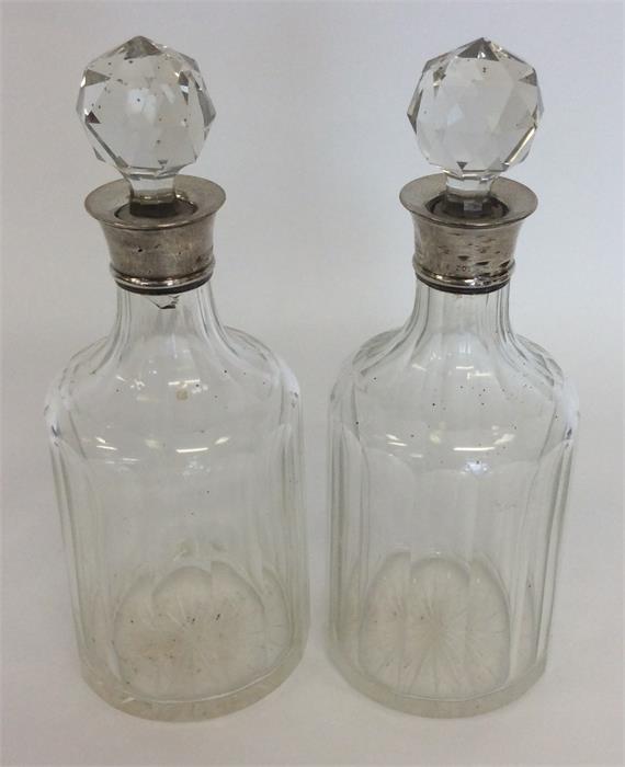 A tall pair of silver mounted decanters with glass - Image 2 of 2