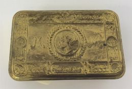 A brass WW1 comfort box complete with cigarettes a