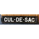 A large heavy cast iron cul-de-sac sign. Approx. 5