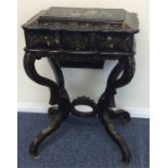 An attractively decorated sewing box with lift-off