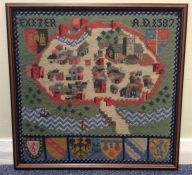 A small wool work tapestry sampler of Exeter. Appr