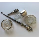 A pair of silver rimmed cut glass salts together w