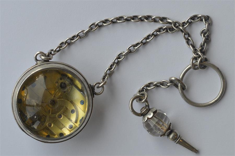 An unusual cased crystal ball watch mounted on sus - Image 6 of 9