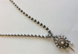 An attractive Antique pearl and diamond fringe nec