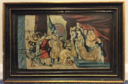 JOHN CORK: A Medieval scene. Oil on board. Approx.