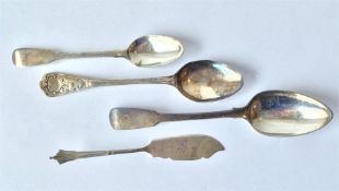 A bundle of silver teaspoons, butter knives etc. V