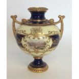 An attractive Coalport baluster shaped vase with g