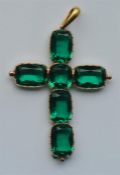 A good Antique green stone cross with loop top. Ap