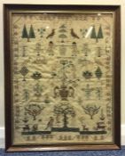 An old framed and glazed sampler. Undated. Approx.