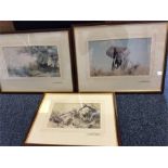 DAVID SHEPHERD: A group of three signed prints of