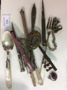 Silver mounted pencils, albert chains etc.