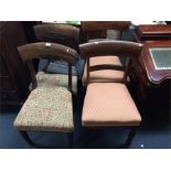 Two pairs of mahogany hoop back chairs.