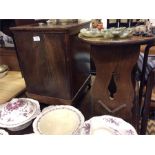 A small mahogany pot cupboard together with an oak