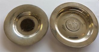 A heavy Coronation pin dish inset with coin togeth