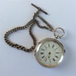 A large gent's silver pocket watch / chronograph w