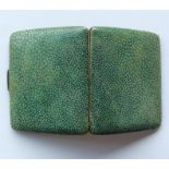 A good shagreen cigarette case with hinged mount a