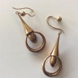 A pair of large 9 carat drop earrings with loop to