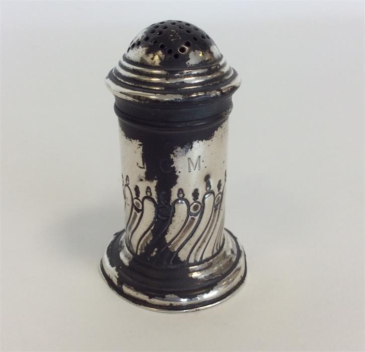 A Victorian silver half fluted dredger on pedestal - Image 2 of 2