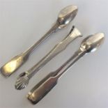 A group of three pairs of Georgian sugar tongs. Va