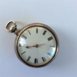 A large gent's Verge pocket watch with white ename