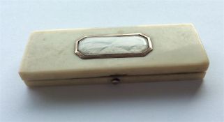 A Georgian rectangular ivory box with gold mounted