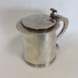 A heavy Georgian style flat top silver tankard wit