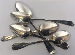 A group of five various OE tablespoons. Various da