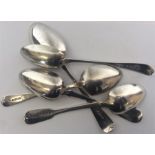 A group of five various OE tablespoons. Various da