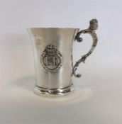A good quality tapered christening cup with scroll