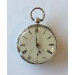 A large gent's silver pocket watch with white enam