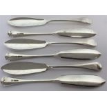 A heavy set of six OE fish knives. Sheffield. By H