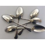 A set of six rat tail dessert spoons. London. By W