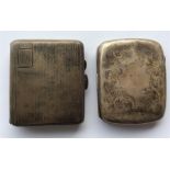 Two heavy engine turned silver cigarette cases. Ap