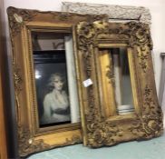 Two large gilt frames together with other pictures