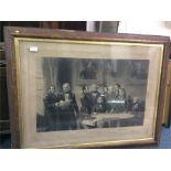 A large rosewood framed print.