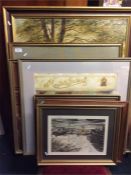 A quantity of eight various framed and glazed pict