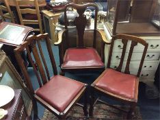 A Queen Anne style carver chair together with two